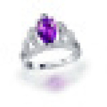 À La Main 1.80CT Poire Cut Naturel Violet Améthyste Couronne Anneaux 925 Sterling Argent pour Femmes Engagement Fine Jewelry